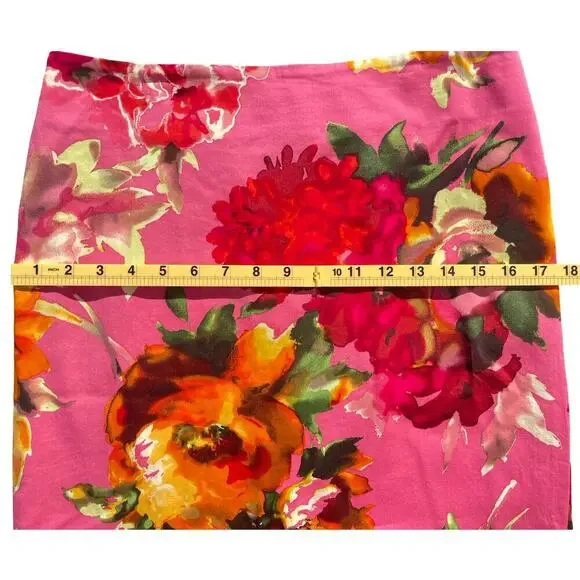 Talbots Floral Pencil Skirt Pink Multicolor Cotton Blend Petites - Size 8P - Picture 7 of 10